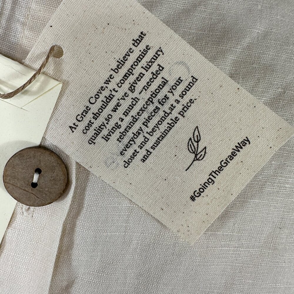 Nwt Grae Cove Women Xl Cream Crop Top Back Buttons Linen Cotton Blend — image 7 of 8